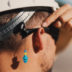 One pair of SoundShield Classic Safety Glasses with pre-installed PermaPlug earplugs