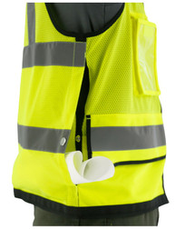 Majestic Glove 75-3245 Zipper Front High Visibility Yellow Heavy Duty Mesh Vest, ANSI 2, Type R
