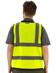 Majestic Glove 75-3245 Zipper Front High Visibility Yellow Heavy Duty Mesh Vest, ANSI 2, Type R
