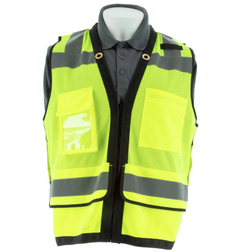 Majestic Glove 75-3245 Zipper Front High Visibility Yellow Heavy Duty Mesh Vest, ANSI 2, Type R