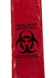 Justrite 1691 Red Liner Low Density Polyethylene Biohazard Waste Bag - 100 Count/Pack