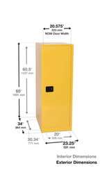 Justrite 1946X 18 gauge Steel Space Saver Flammable Liquid Safety Cabinet - Each
