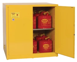 Justrite 1964X 60 gal Yellow Workbench Flammable Liquid Safety Cabinet - Each