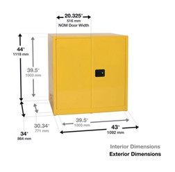 Justrite 1964X 60 gal Yellow Workbench Flammable Liquid Safety Cabinet - Each