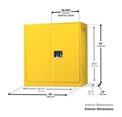 Justrite 1975X 24 gal 18 gauge Steel Flammable Liquid Safety Cabinet - Each
