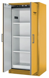 Justrite 22605 Yellow Melamine Resin Body and Steel Doors 90-Minute EN Flammable Cabinet - Each