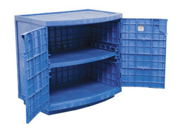 Justrite 24180 Thirty-Six 2.5 L Bottles (90 L) Blue Corrosives/Acids Plastic Corrosives/Acids Safety Cabinet - Each