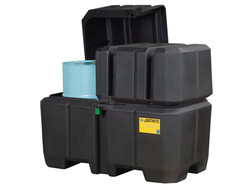 Justrite 28683 Black Polyethylene Double Drum Collection Center Spill Container - Each