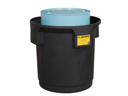Justrite 28685 Black Polyethylene Single Drum Collection Center Spill Container - Each