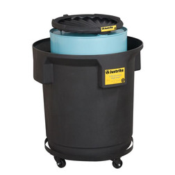 Justrite 28685 Black Polyethylene Single Drum Collection Center Spill Container - Each