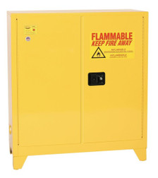 Justrite 3010XLEGS Yellow 18 gauge Steel Tower Flammable Liquid Safety Cabinet - Each