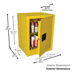 Justrite 890500 4 gal Yellow Sure-Grip EX Benchtop Flammable Cabinet - Each