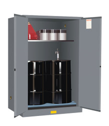 Justrite 899063 60 gal Gray Sure-Grip EX Flammable Drum Cabinet - Each