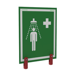 Hughes S-BRAC-SIGN-H PVC White on Green Universal Safety Shower Sign - Each
