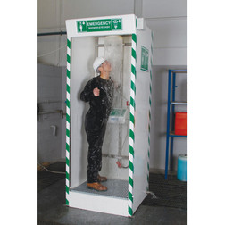 Hughes SD32K45G 1 in Male White Covered ABS Eye and Face Wash Emergency Cubicle Shower - Each
