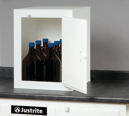 Justrite 24004 White Polyethylene Corrosives/Acids Safety Cabinet - Each