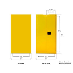 Justrite HAZ1926X Yellow 18 gauge Steel Haz-Mat Vertical Drum Storage Safety Cabinet - Each