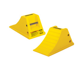 Justrite AT3512-AC-Y Yellow Polyurethane All-Terrain Heavy-Duty Wheel Chock - Each