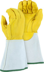 Majestic Glove 1516E Top Grain Elkskin Leather Welted Fingertip Double Reinforced Palm Lineman's Gloves