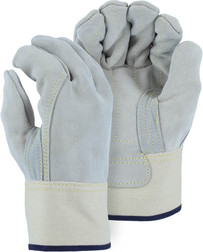 Majestic Glove 1831 Split Cowhide Leather with Canvas Cuff Heavy Duty 2 Ply Work Gloves, Multiple Sizes Available