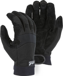 Majestic Glove Night Hawk 2120 Reversed Cowhide Leather with Patches Super Fit Padded Mechanics Gloves, Multiple Sizes Available