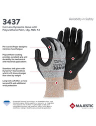 Majestic Glove Cut-Less 3437 Nylon/Spandex Seamless Knit Cut Resistant Gloves, Multiple Sizes Available