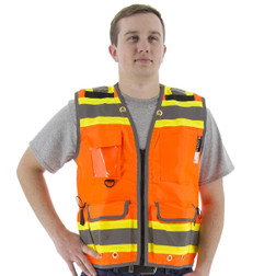 Majestic Glove 75-3235 100% Polyester Heavy Duty Safety Surveyors Vest - Each, orange