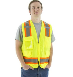 Majestic Glove 75-3243 100% Polyester Safety Surveyors Vest, yellow front