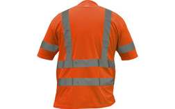Majestic Glove 75-5305 100% Bird's Eye Mesh Polyester Moisture Wicking Double Stripe Short Sleeves T-Shirt, orange