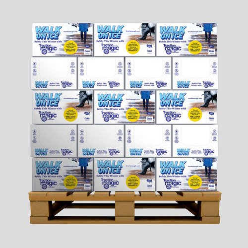 Gaia Traction Magic® 85100 Solid Walk On Ice Traction Agent. Pallet of (60) Display Boxes of (12) 1.75 LB Canisters.