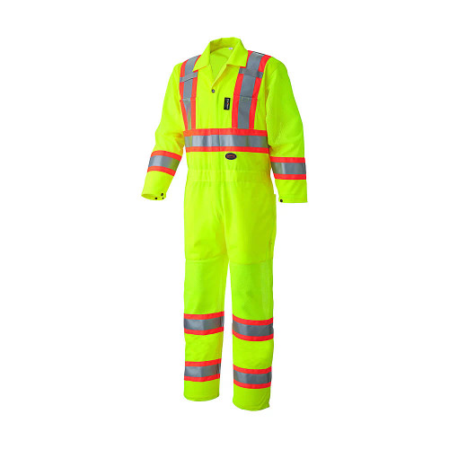 SureWerx Pioneer® 2-Way Brass Zipper Traffic Safety Coverall, Multiple Sizes Available