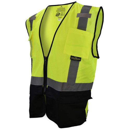 Radians SV75B-2ZGM Black Bottom Self-Extinguishing Surveyor Safety Vest, Multiple Sizes Available