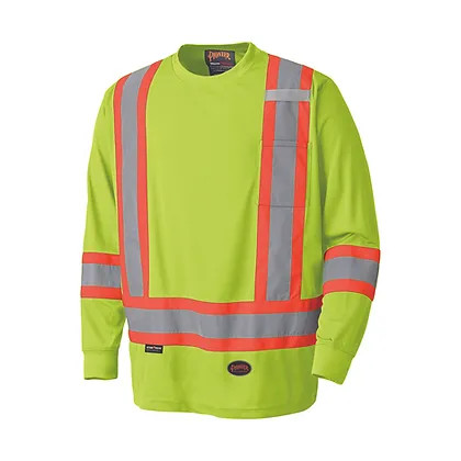 SureWerx Pioneer® 100% Moisture Wicking Birdseye Polyester Birdseye Long-Sleeved Lightweight Safety Shirt, Yellow