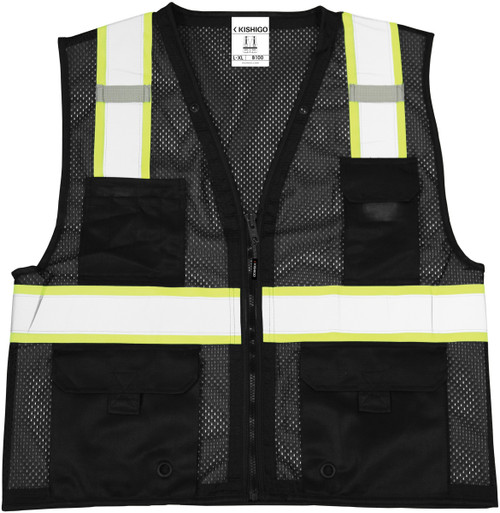 Kishigo EV Series B100 6 Pockets Enhanced Visibility Multi Pocket Mesh Vest, Multiple Sizes Available