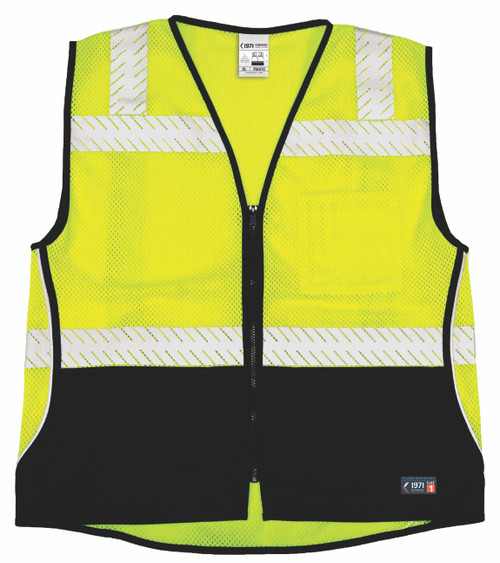 Kishigo FM410 3 Pockets FR Black Bottom Mesh Vest, Multiple Sizes Available