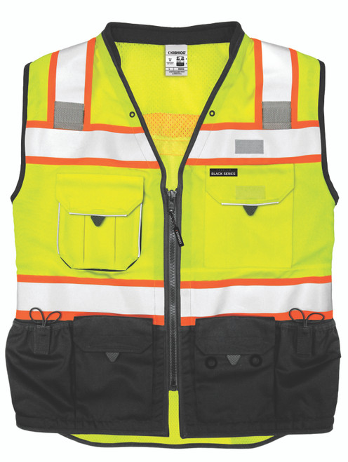 Kishigo Premium Black Series S5002 11 Pockets Surveyors Vest, Multiple Sizes Available