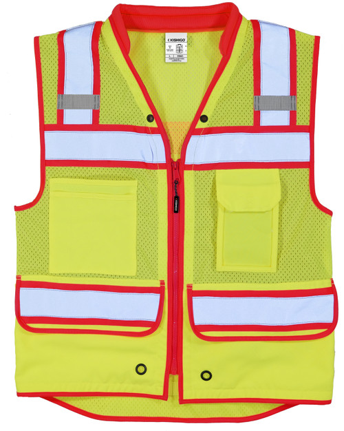 Kishigo S5043 7 Pockets Color Contrast High Performance Surveyors Vest, Multiple Sizes Available