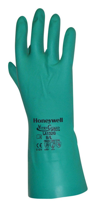 Honeywell North LA102G Nitriguard Plus Series Unflocked Chemical Resistant Gloves, Multiple Size Values Available