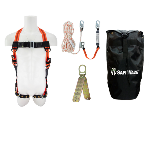 SAFEWAZE 019-3037 Basic Roofer's Fall Protection Harness Kit