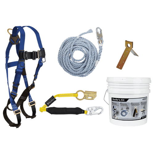 Falltech 8592A Single-Use Anchor & Manual Rope Grab Roofer's Kit