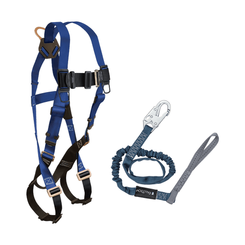 Falltech CMB158259L 1D Standard Non-Belted Full Body Harness/Lanyard Combination Set