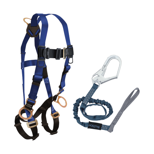 Falltech CMB172593L 3D Standard Non-Belted Full Body Harness/Lanyard Combination Set