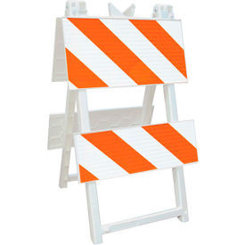 Plasticade Econocade 110-WT-11 Type II Injection Molded Traffic Barricade, Multiple Sheeting, Top Panel, Bottom Panel Values Available - Each