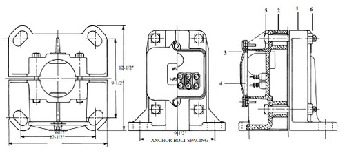 Western Cullen Hayes 2146-A-12 Junction Box Split Base Assembly - Sold By Each