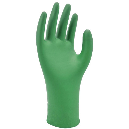 SHOWA 6110PF Biodegradable Nitrile Powder-Free Disposable Glove, Food Safe, 4 mil Thick, 9.5" Length - Box of 100 Gloves