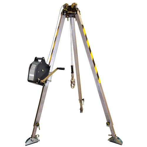 SAFEWAZE 021-11026 Adjustable Lightweight Tripod Kit with 65' Personnel Winch and Storage Bag