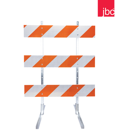JBC BAR-34HIRT-2SIDE Double Sided Barricade with Right Side of Road HIP Tape, 4 ft - Each