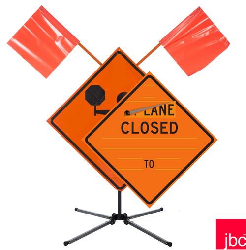 JBC RUS-5018 Dual Spring Loaded Roll Up Sign Stand, Steel/Aluminum - Each