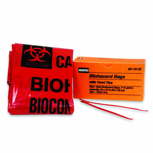 Honeywell North 021602 Bloodborne Pathogen Response Kit Biohazard Bag, 10 lb, HDPE - 2/Unit