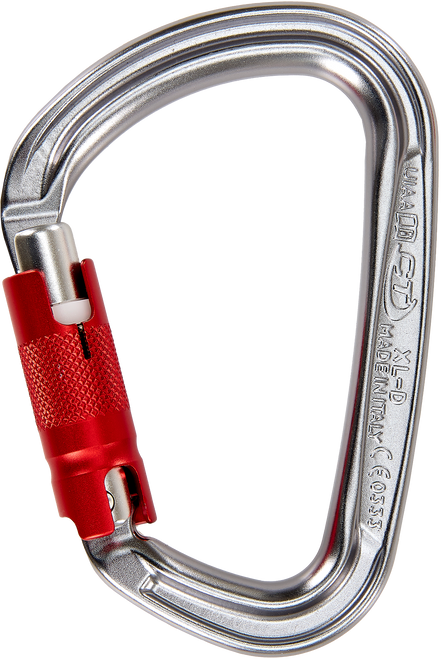 Skylotec XL-D-TG H-254 Silver/Red Aluminum Twist Gate Carabiner - Each